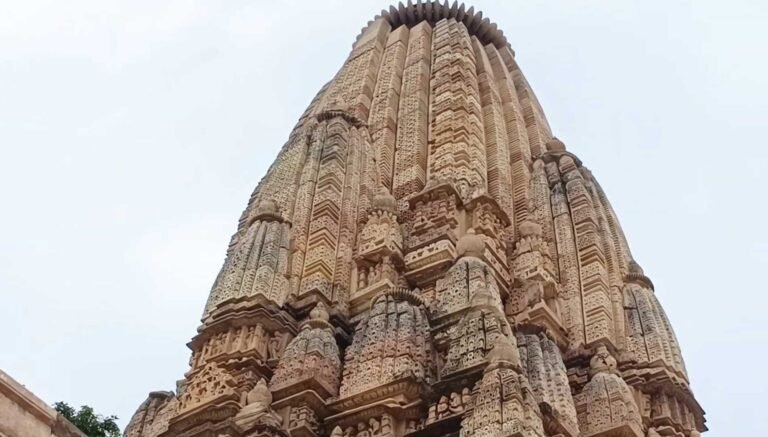 The tall carved top of the Adinath Temple