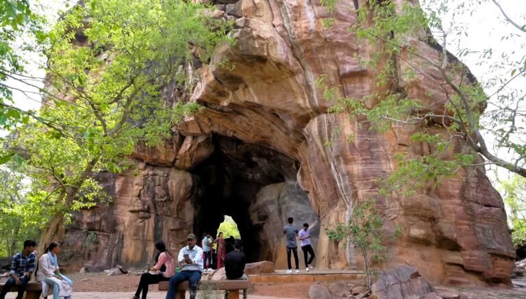 Rocky cave in the green hills of Pachmarhi