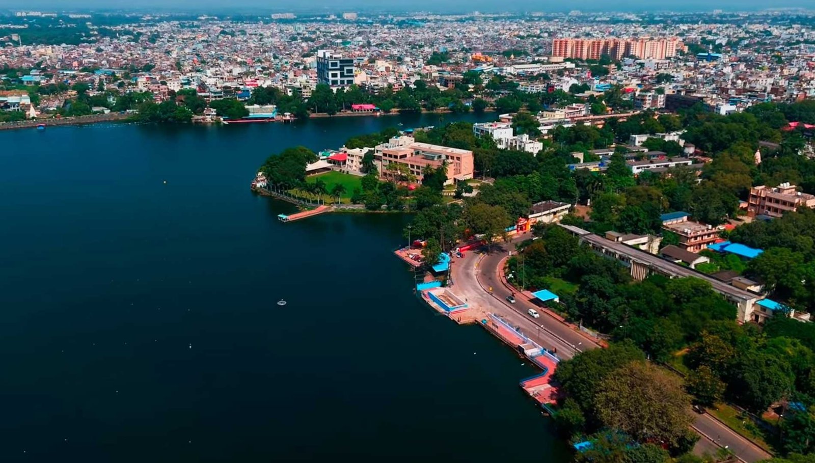 Lower Lake with trees around in Bhopal.